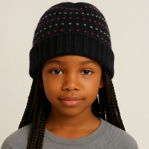 Bogner Kids Tiny Hearts New Wool Beanie Black Pink Gold